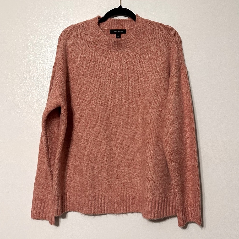 Ann Taylor Mottled Pink Mock Neck Sweater size large
